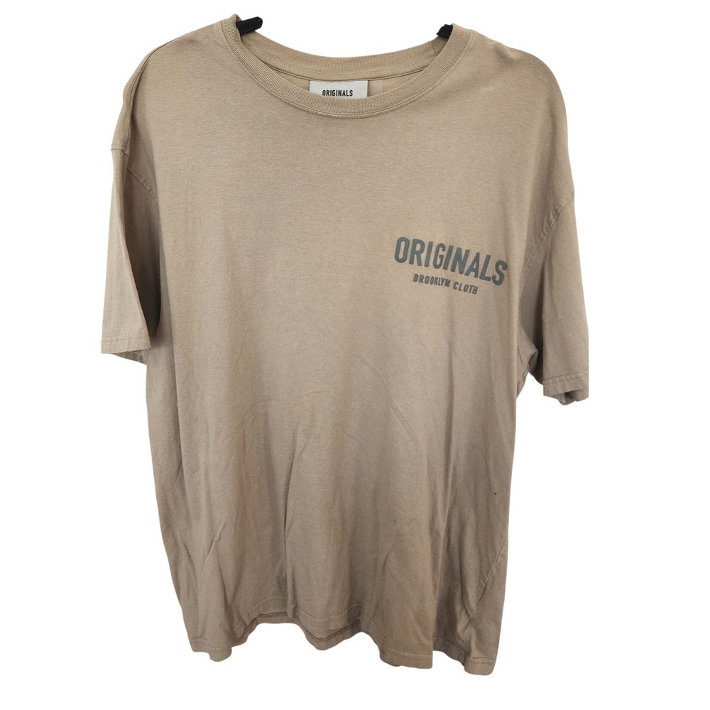 Brooklyn Cloth Originals Mens Tan Cotton Graphic T-Shirt Casual Streetwear sz L
